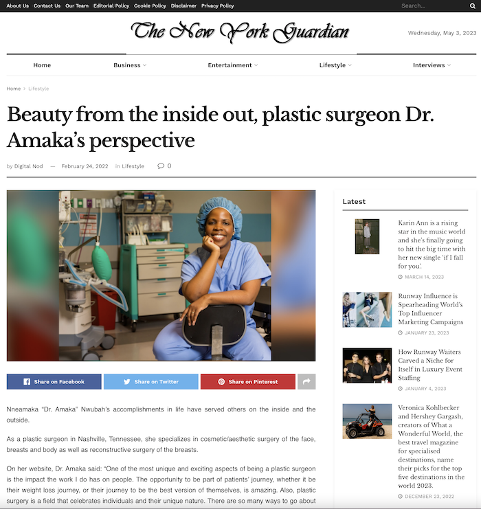 Beauty from the inside out, plastic surgeon Dr. Amaka’s perspective